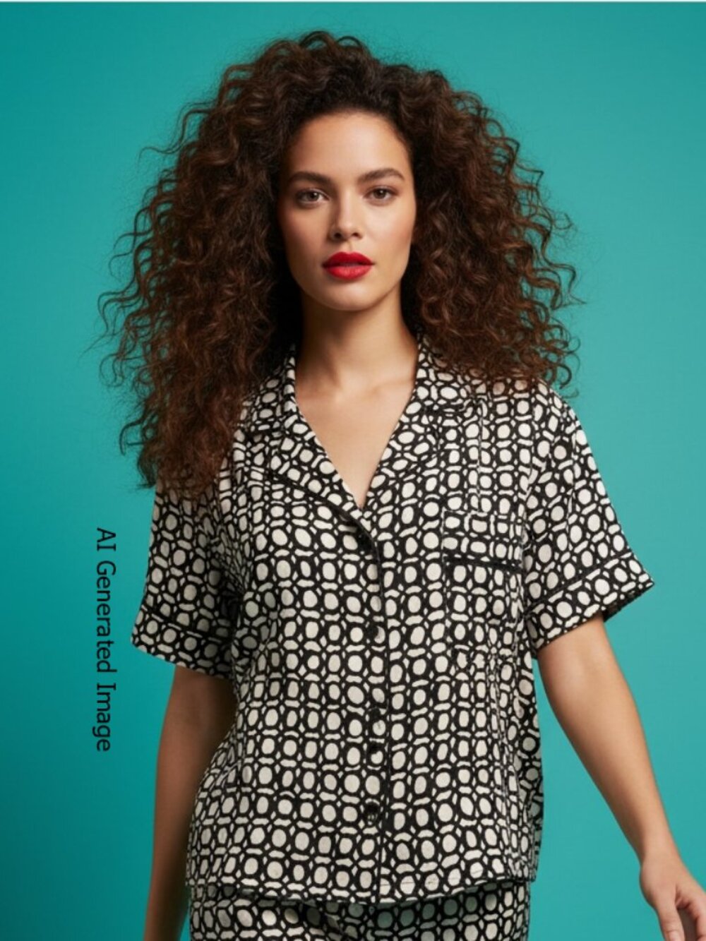 Kate Spade Geometric Print Pajama Top Blouse Size 1 Small